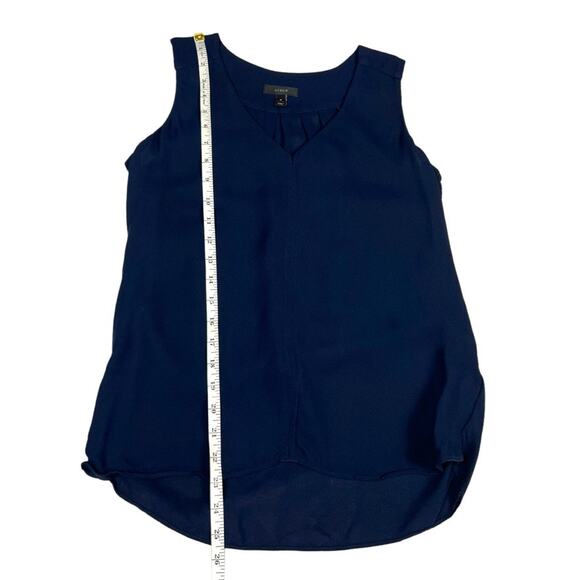 J. Crew Blouse Navy Blue Crepe V-Neck Sleeveless Drape Pintuck Work Top Womens 0 - Picture 5 of 10